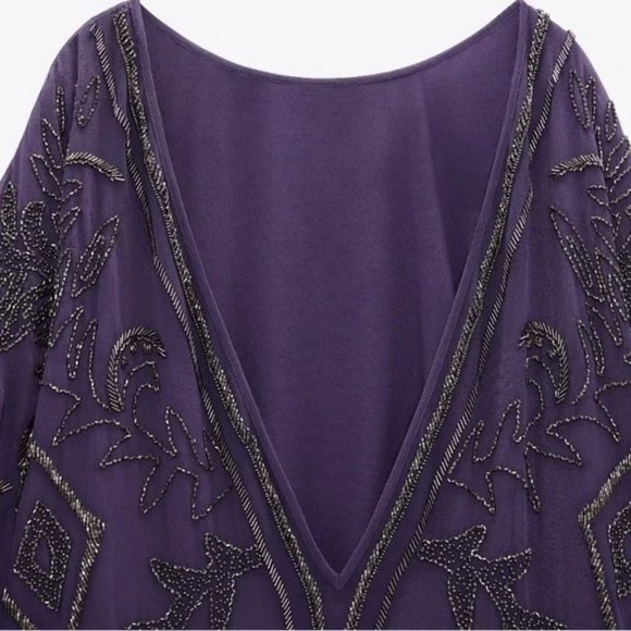 NWT Zara Beaded Tunic Kaftan Maxi Dress size M-L - Picture 8 of 11